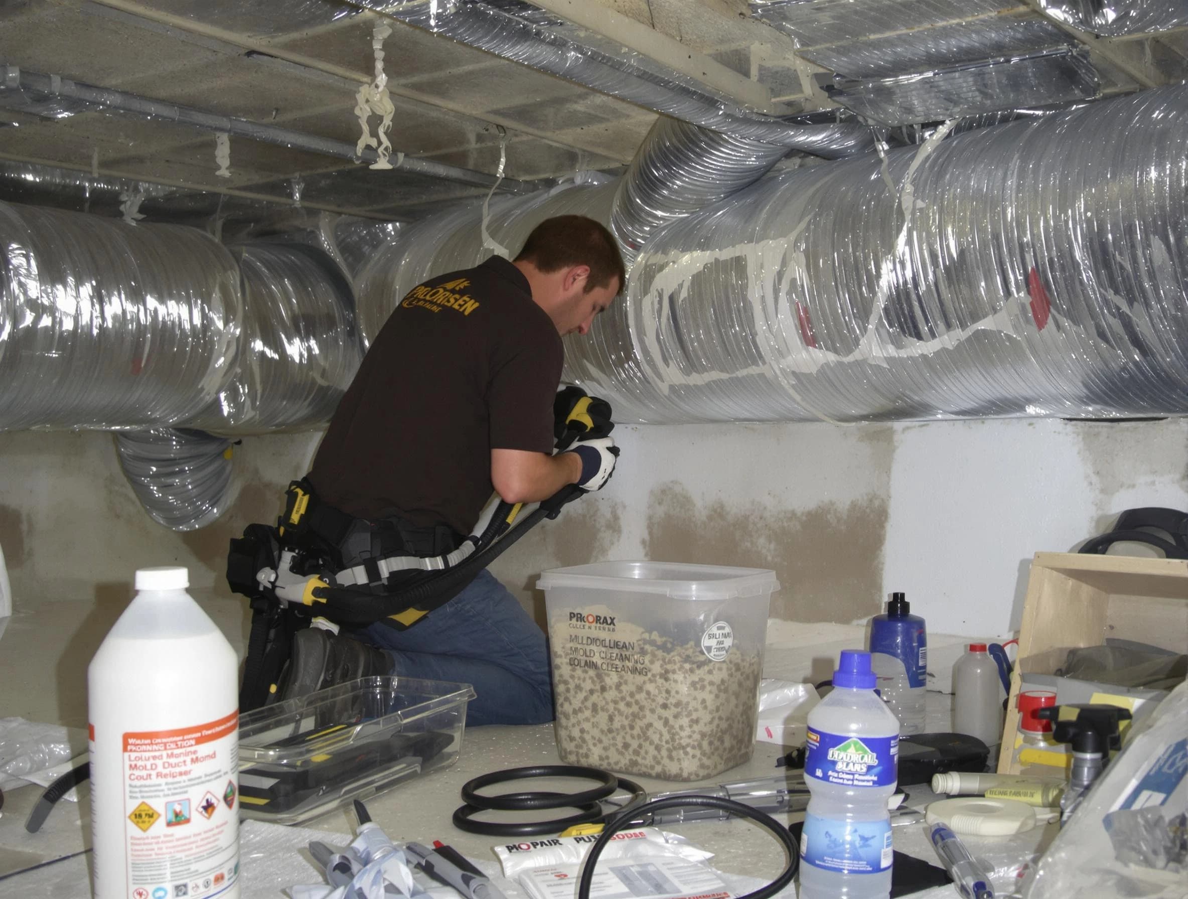 Nichols Hills Air Duct Cleaning specialist performing professional mold removal from air ducts in Nichols Hills