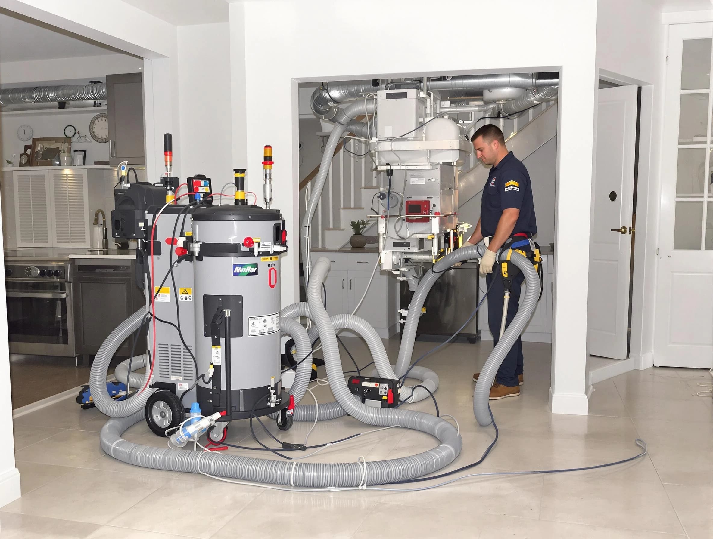 Nichols Hills Air Duct Cleaning technician operating negative pressure cleaning equipment for thorough duct maintenance in Nichols Hills